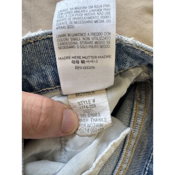 Mother Superior Womens 27 Blue Denim Distressed The Sinner Jeans Crop Frayed - Picture 10 of 12